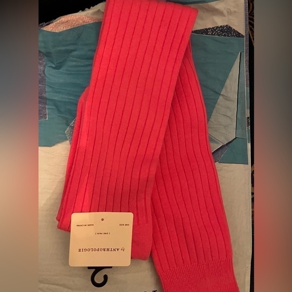 NWT Anthropologie Over-The-Knee Ribbed Socks in Hot Pink - Picture 3 of 3